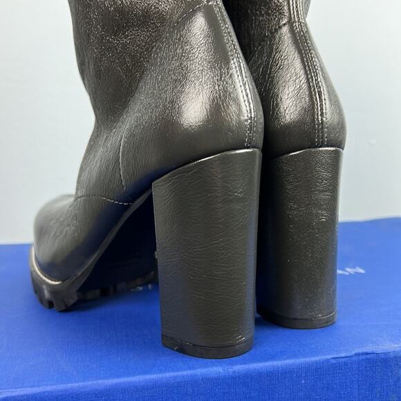 STUART WEITZMAN Isobel Crinkled Leather Boots Asphalt color made in Spain - Picture 4 of 10